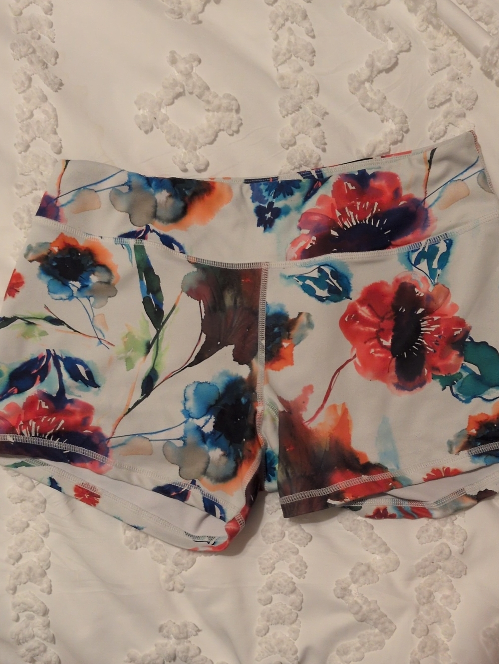 Born Primitive- Floral Watercolor Women’s Active Shorts - White Multi